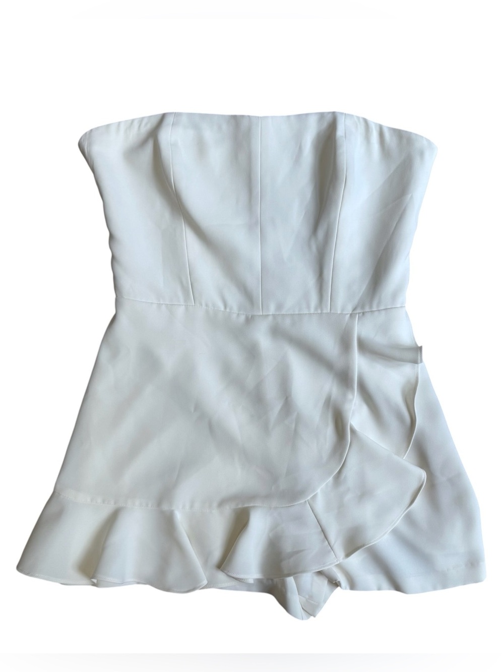 Amanda Uprichard White Strapless Ruffle Romper Size M - Picture 2 of 8